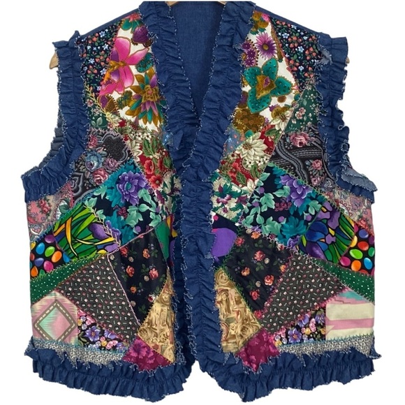 Handmade patchwork vest - Picture 2 of 9